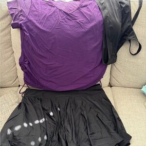 Elegant Purple and Black Swim Suit